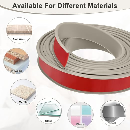 U-Shape Edge Banding, 0.98 Inch x 32.8 FT Self Adhesive Rubber Edge Trim Flexible TPE Corner Protector for Desk/Shelves/Furniture/Countertop/Table/Cabinet/Plywood [Khaki]