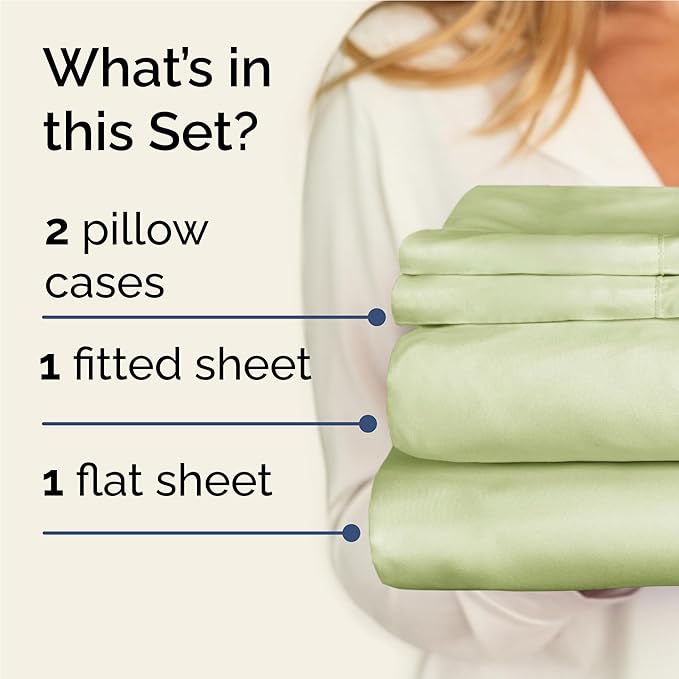 Twin XL 4 Piece Sheet Set - Cooling & Breathable Bed Sheets - Hotel Luxury Bed Sheets for Women, Men, Kids & Teens - Deep Pocket Bedding w/Easy Fit - Soft & Wrinkle Free - Twin XL Light Sage Sheets
