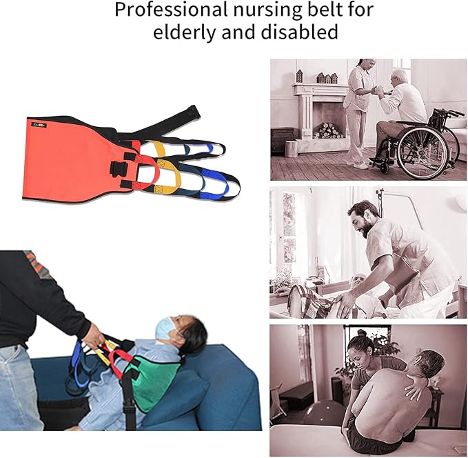 Sling for Seniors, Widened Back Curve Design Transfer Belt for Movement, Transfer Boards for Bedridden Patient, Bed Assist Handle, Back Lift Belt for Patient Care (Green)