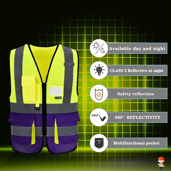 safety vest purple and yellow