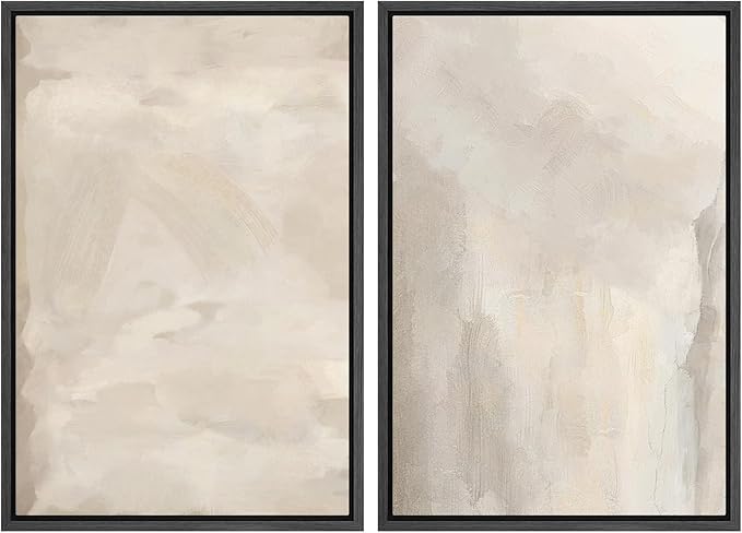 MUDECOR Framed Canvas Print Wall Art Abstract Neutral Tones Minimalist Earthy Color Palette Illustrations Modern Art Decorative Chic for Living Room, Bedroom, Office - 24"x36"x2 Black