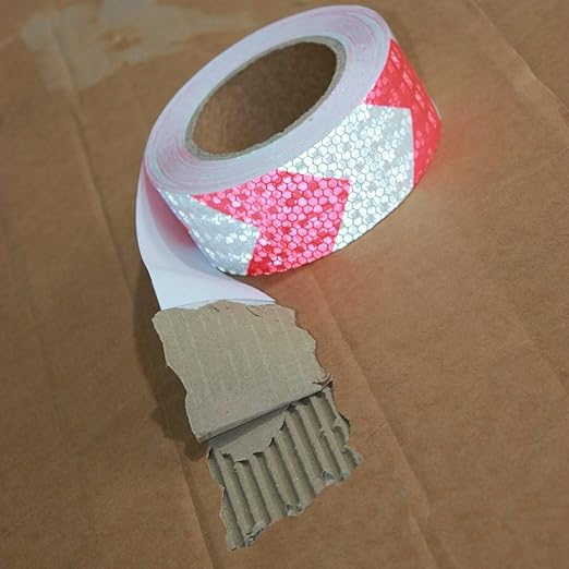 Red and White Reflective Tape 2 inch X 66 feet X 10 Rolls, Outdoor Waterproof Hazard Conspicuity Warning Marking Tape