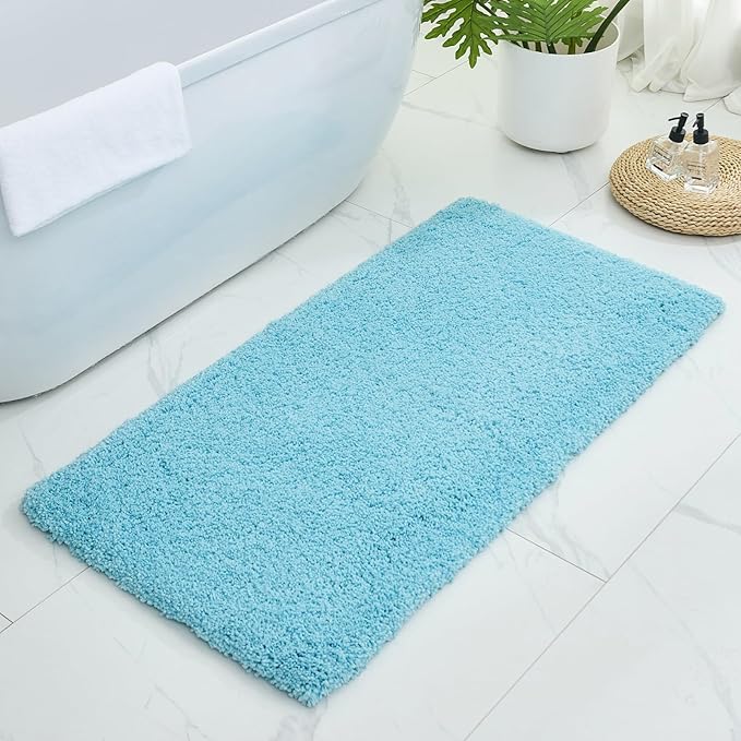 Bathroom Rugs 70x24, Ultra Thick Shaggy Soft Microfiber Absorbent Bath Rug, High Density Foam Latex Non Slip Backing, Machine Washable Bath Mats for Bathroom Floor & Sink, Teal
