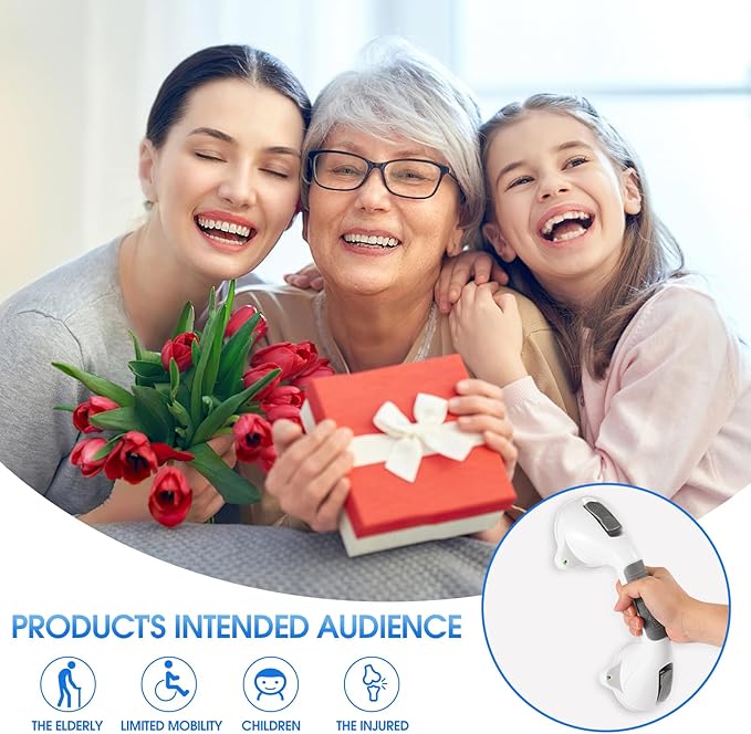 Suction Grab Bar with Safety Indicator for Bathtub Shower Bathroom, Heavy Duty Handrail Removable Reusable for Elderly Disabled and Kids, Anti-Slip Grip, No Drilling Tool Free, Waterproof Grey