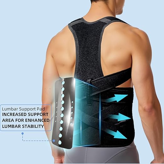 Upgraded Posture Corrector for Women & Men, Back Brace for Upper/Lower Back Pain, Herniated Disc, Sciatica，Adjustable Support & Bionic Panel 2XL (42"-46")