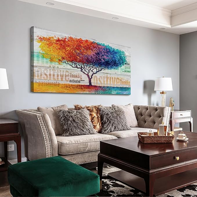 Lapremoly Large Size Canvas Wall Art - Abstract Painting Color Tree Wall Pictures - Ready To Hang - Living Room, Bedroom, Office - 30"X60"
