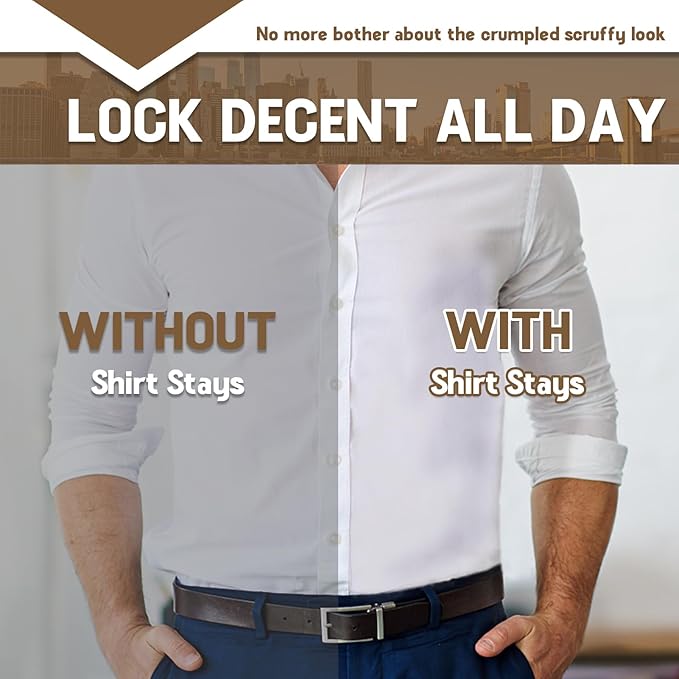 STAY GENT Mens Shirt Stays Adjustable Elastic Shirts Tucker Shirt Garter for Men Police Keep Shirt Tucked