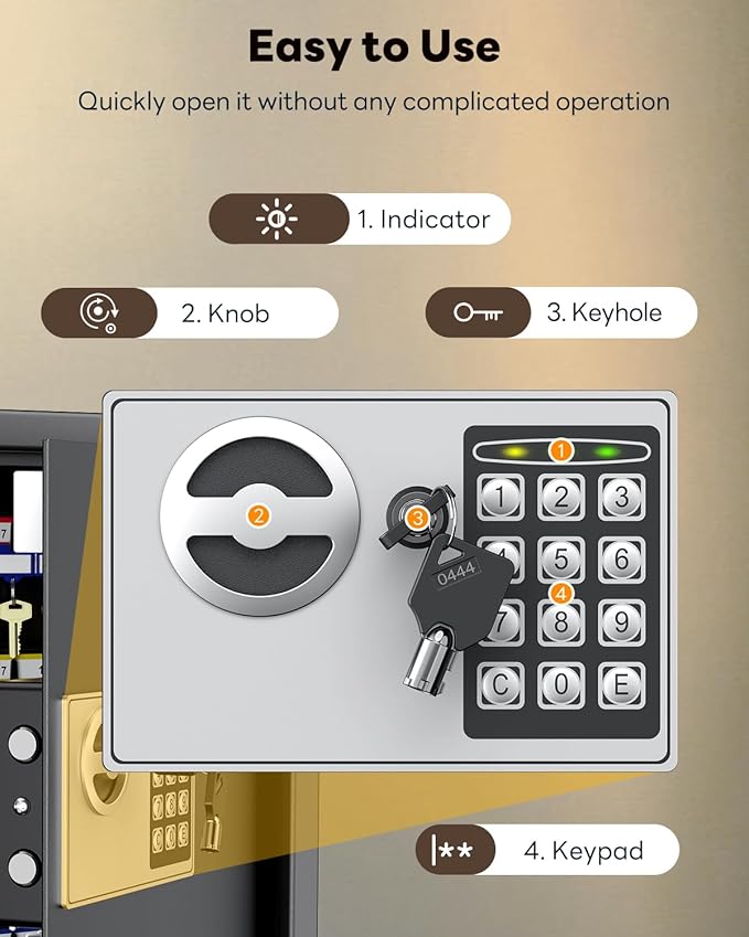 Uniclife 70 Position Key Cabinet with Combination & Key Lock Wall Mounted Security Keys Safe Key Organizer Black Digital with Keypad Adjustable Racks Key Tags & Permanent Pen (Batteries Not Included)
