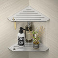 Corner Shower Shelves, Pentagonal Grout in Shelf w/Razor Holding Hole, 304 Stainless Steel Bathroom Shelf (Brushed)