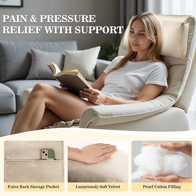 Recliner Headrest Pillow, Adjustable Comfort Neck & Head Support Pillow, Soft Velvet Non-Slip Headrest for Pain Relief & Relaxation, Ideal for Recliner, Couch, Chair, Sofa