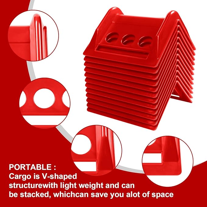 24 Pack 4" Flatbed Edge Protectors with Carrying Case, 4" Winch Ratchet Straps Plastic Corner Protectors for Flatbed Cargo Load (Red)