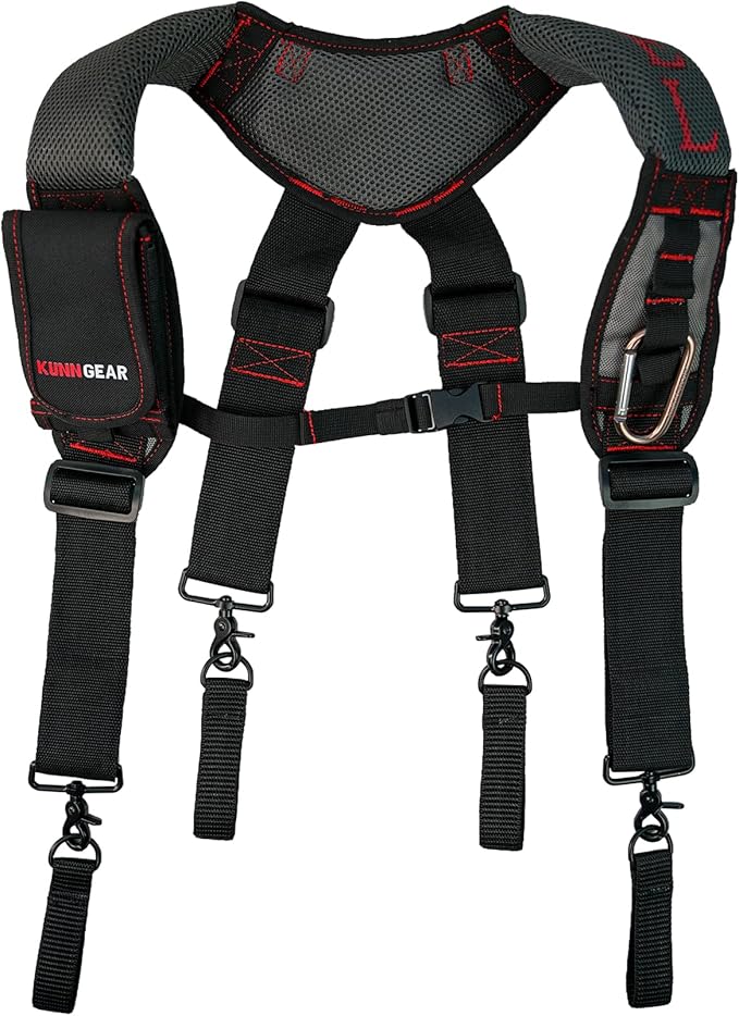 KUNN Gel-Padded Tool Belt Suspenders for Construction Work - Comfortable Support for Carpenters,Electricians & DIY