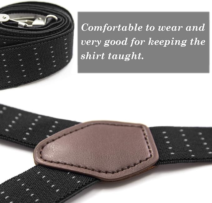 STAY GENT Y-Style Shirt Stays For Men with Non-Slip Locking Clamps and Adjustable Elastic Straps