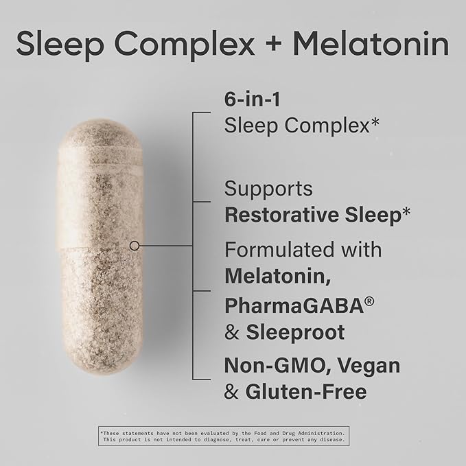 Sports Research® Sleep Complex with Melatonin 5mg, L-Theanine 200mg & Magnesium - Supports Restorative Sleep & Relaxation - Vegan Certified · Non-GMO · Gluten Free - 60 Veggie Capsules