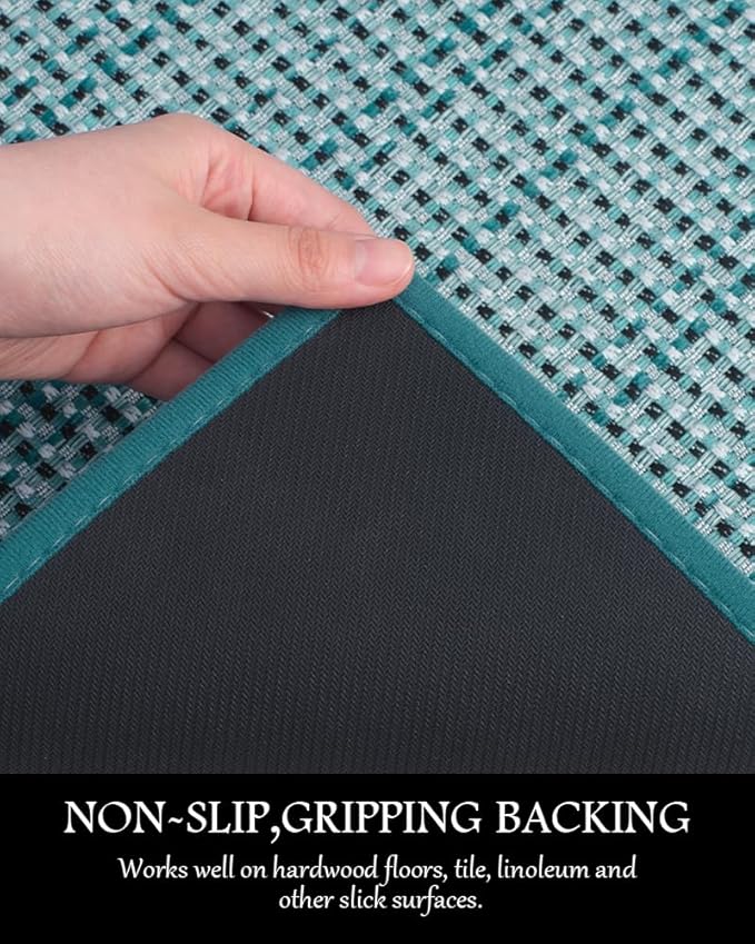 PADOOR Kitchen Mats for Floor, Kitchen Rugs Non Slip Washable, Rubber Backed Kitchen Runner Super Absorbent Kitchen Floor Mat Sink Rug, 20"x32" Teal