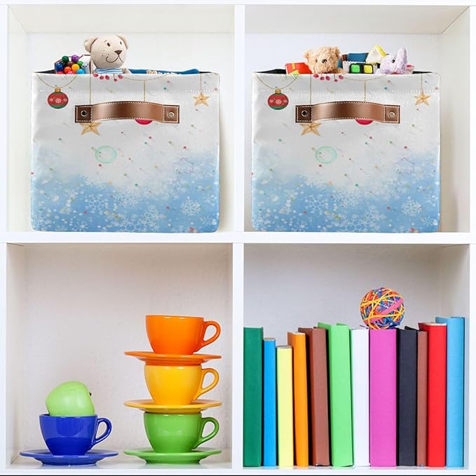 Storage Basket Gnomes Christmas Cube Storage Bins Organizer Bag Collapsible Closet Shelf Baskets with handle for Cloth Book 14.2×10.2×8.3 IN