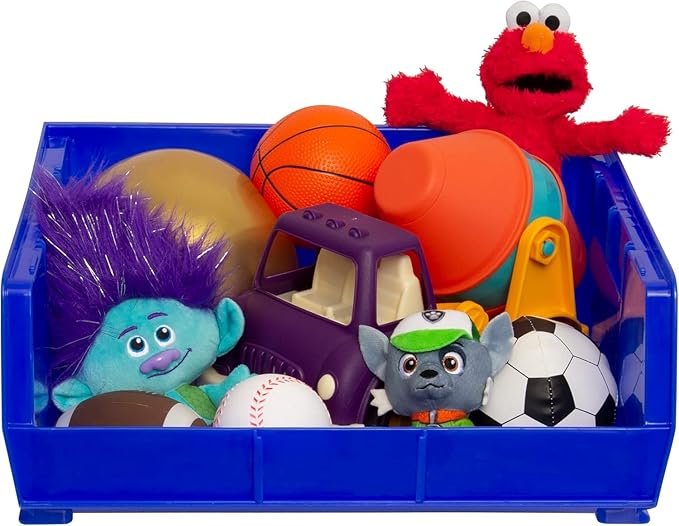 Akro-Mils 30250 AkroBins Plastic Storage Bins, Space-Saving Stackable Bins for Garage, Pantry, Craft Organization, 15-Inch x 16-Inch x 7-Inch, Blue, 6-Pack