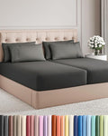 Split King 7 Piece Sheet Set - Cooling and Breathable Bed Sheets - Hotel Luxury Bed Sheets for Women, Men, Kids & Teens - Deep Pockets - Easy Fit - Soft and Wrinkle Free - Split King Charcoal Sheets