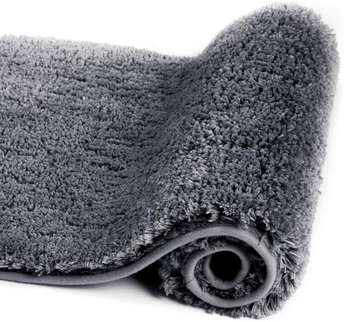 Walensee Large Bathroom Rug (24 x 48, Dark Grey) Extra Soft and Absorbent Shaggy Bath Mat Machine Washable Microfiber Non Slip Luxury Floor Mat