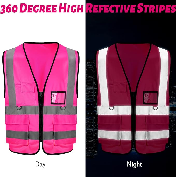 EBOOT 10 Pcs Safety Vests High Visibility Safety Vest with Reflective Strips for Construction Outdoor Running Cycling Walking