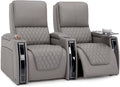 Seatcraft Apex Zero-Gravity CoolZero Italian Leather Home Theater Seating, Powered Headrest, Powered Lumbar, Powered Recline, Row of 2, Gray