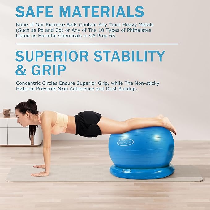 Fitvids Anti-Burst and Slip Resistant Exercise Yoga Fitness Birthing Ball with Quick Pump, 2,000-Pound Capacity, Multiple Colors and Sizes