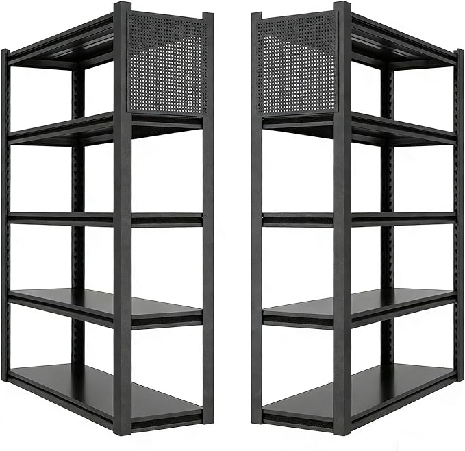 2 Sets Storage Shelves with Pegboard,72“*48" Wide 24”Heavy Duty Garage Shelving Units and Storage,Metal Shelving Adjustable Shelves,Garage Storage Rack,Industrial Utility Organization