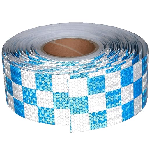 Blue and White Reflective Tape Outdoor Waterproof 3 inch X 166 feet, High Visibility Hazard Conspicuity Industrial Marking Tape