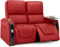 Seatcraft Apex Zero-Gravity CoolZero Italian Leather Home Theater Seating, Powered Headrest, Powered Lumbar, Powered Recline, Row of 2 Loveseat, Red