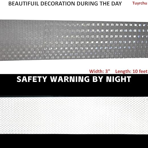White Reflective Tape Outdoor Waterproof 3 inch, High Visibility Hazard Conspicuity Safety Industrial Marking Tape (10 feet)