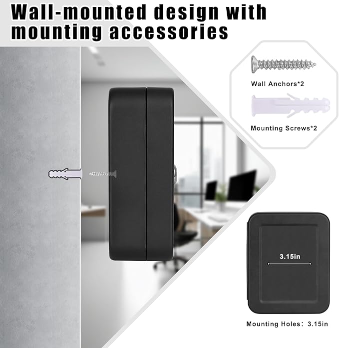 KYODOLED Key Cabinet Wall Mount, Locking Key Box Organizer, Key Lock Box with Key, Key Holder Lock Box for Wall, 20 Key Hooks & Tags Key Lab,7.8"x6.3"x3.14" Black