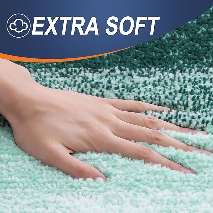 OLANLY Bathroom Rug Set 2 Piece, Soft Absorbent Microfiber Bath Rug Set, Non-Slip, Machine Wash Dry, Plush Shaggy Bath Mats for Bathroom (30"x20"+24"x16", Blackish Green)