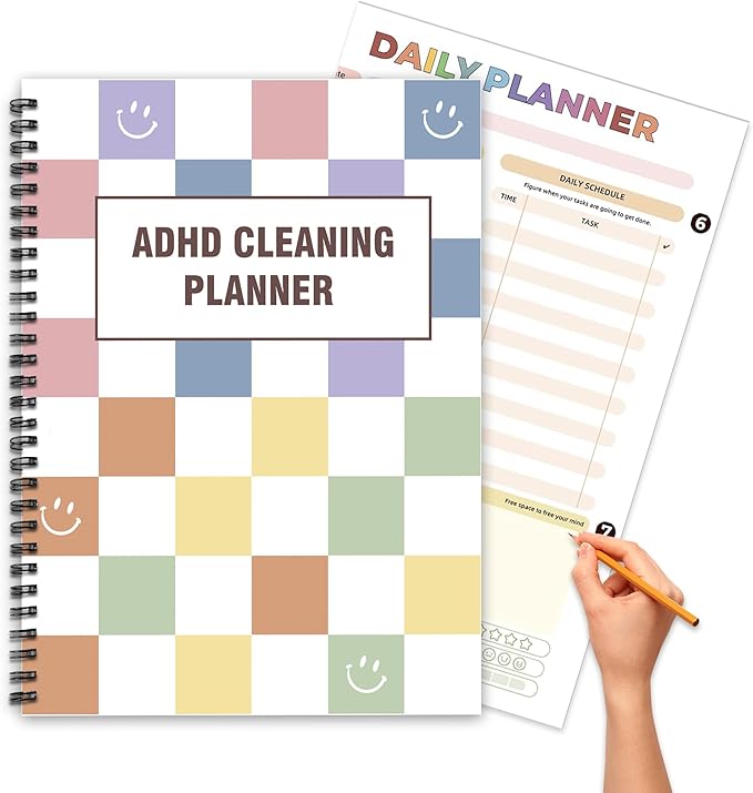 ADHD Cleaning Planner for Adults, Fully Customizable Daily, Weekly, Monthly & Yearly Home Chore Checklists, Stress-Free Household Management System with Visual Task Tracking（A5）