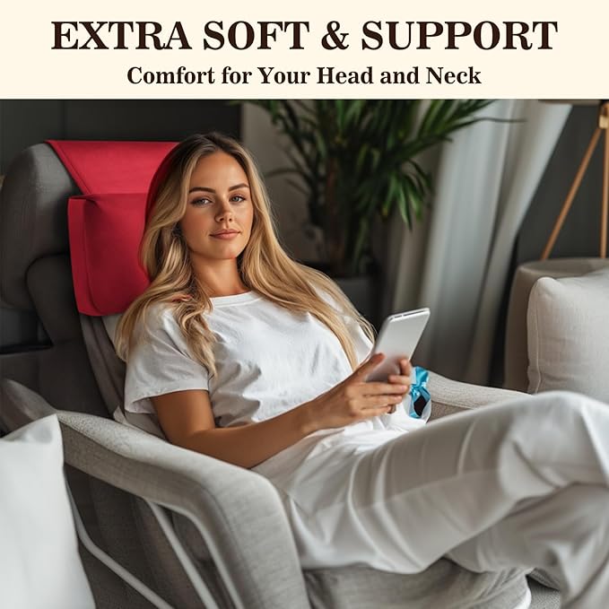 Recliner Headrest Pillow, Adjustable Comfort Neck & Head Support Pillow, Soft Velvet Non-Slip Headrest for Pain Relief & Relaxation, Ideal for Recliner, Couch, Chair, Sofa