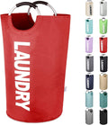 Large Laundry Basket Collapsible，Freestanding Clothes Hamper Bag with Handles – Tall Folding Dirty Laundry Bin，Sturdy Laundry Sorter for College Dorm，Laundry Room – 131L (Red)