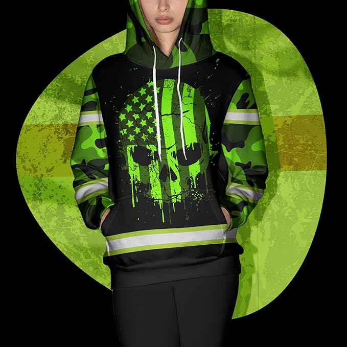 US Flag High Visibility Hoodie for Men Reflective Hoodie Safety Workwear for Worker Runner Patriotic ACC02