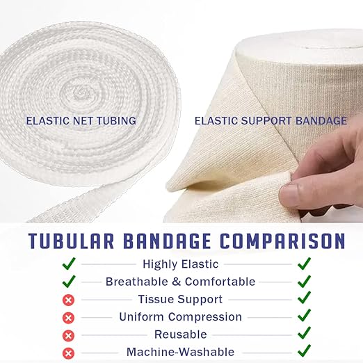 EVERLIT Elasticated Tubular Support Bandage | Stockinette Tubing for Large Arm, Knees, Legs | Light to Moderate Compression Bandage Roll For Tissue Support (Size G | 4.5" x 11 yd)