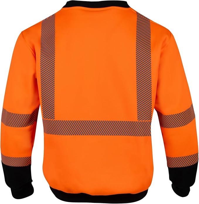 VENDACE Hi Vis Safety Sweatshirts for Men Reflective ANSI Class 3 High Visibility Construction Work Crew Sweatshirt No Hood