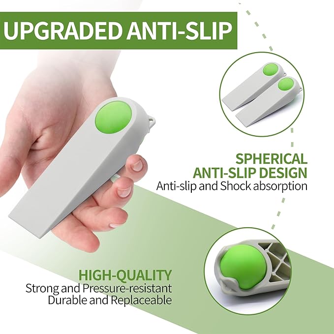 Door Stoppers for Bottom of Door, Rubber Door Stopper Wedges, Door Holders for All Types of Surfaces, 2 Pack Magic Ball Door Stops, Combo Pack, Beige and Green