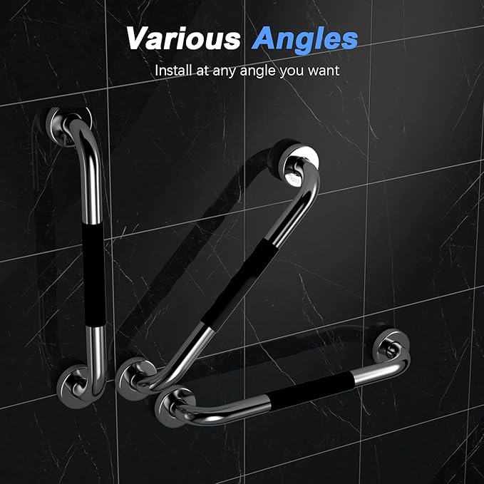 Anti-Slip Grab Bar Chrome 16 Inch - 1" Diameter, iMomwee 304 Stainless Steel Safety Grab Bars for Bathroom Toilet, Balance Support Handrail for Handicap Elderly Senior, Wall Mount Shower Assist Handle