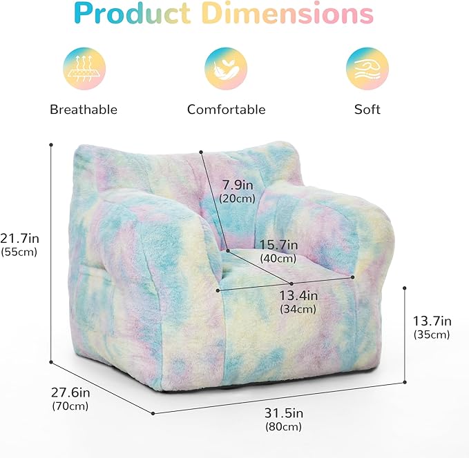 32" Bean Bag Chair,Loveseat Sofa,Corduroy Lazy Sofa Bed for Adults,Fit Living Room, Bedroom,Outdoor Spaces,Ultra Soft Dutch Velvet,Fluffy Comfort Washable Cover,72h Rebound,Colorful