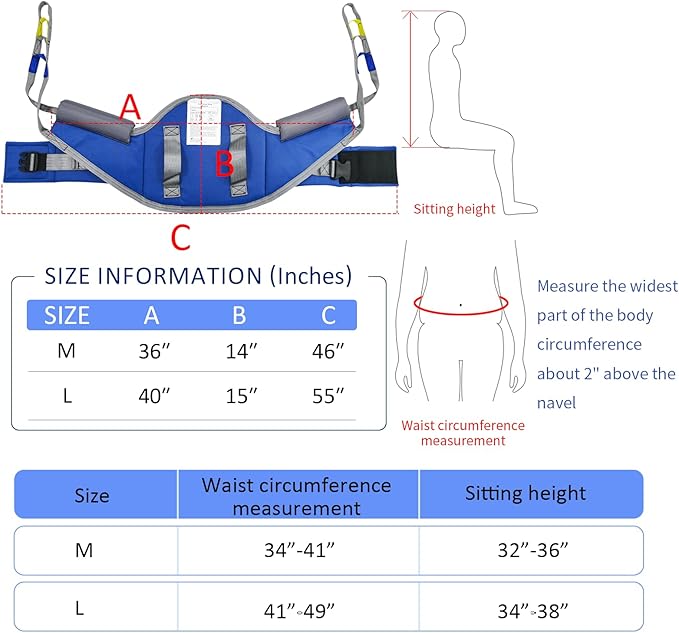 Sit to Stand Lift Patient Aid Padded Sling and Stand Assist with Back Support,Patient Lift Sling Works with Most Mobility Aids & Equipment (Medium)