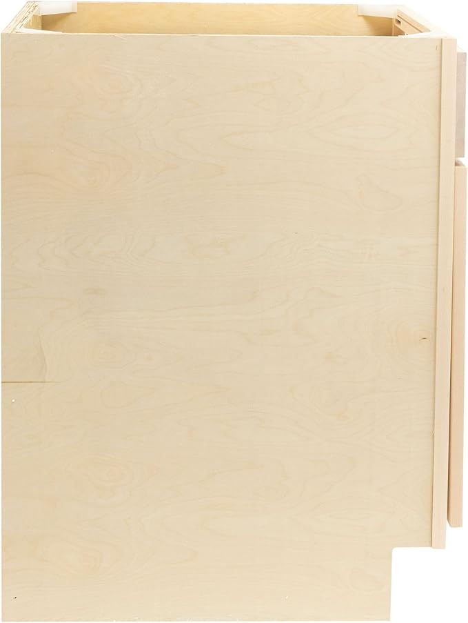 Quicklock RTA (Ready-to-Assemble) | Base Kitchen Cabinets - Shaker Style | Made in America (Raw Maple, 18" Wx34.5 Hx24 D Waste Basket Base)