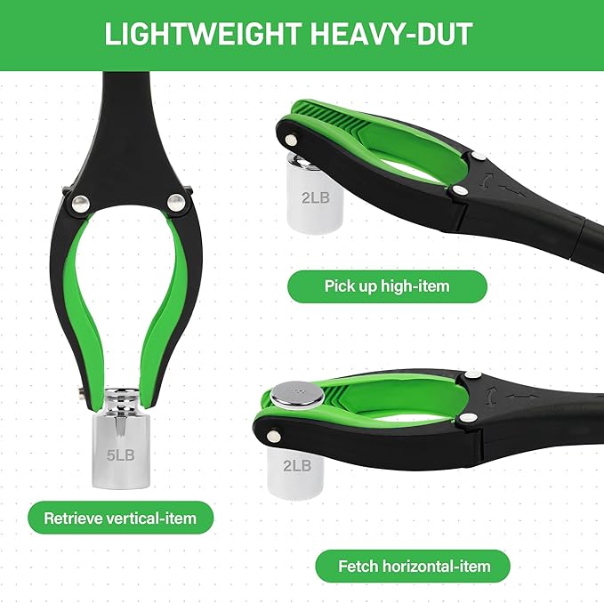 2 Pack 32 inch GrabRunner Folding Reacher Grabber Tool with Strong Magnetic and Swivel Head &Shoehorn (Green Green)
