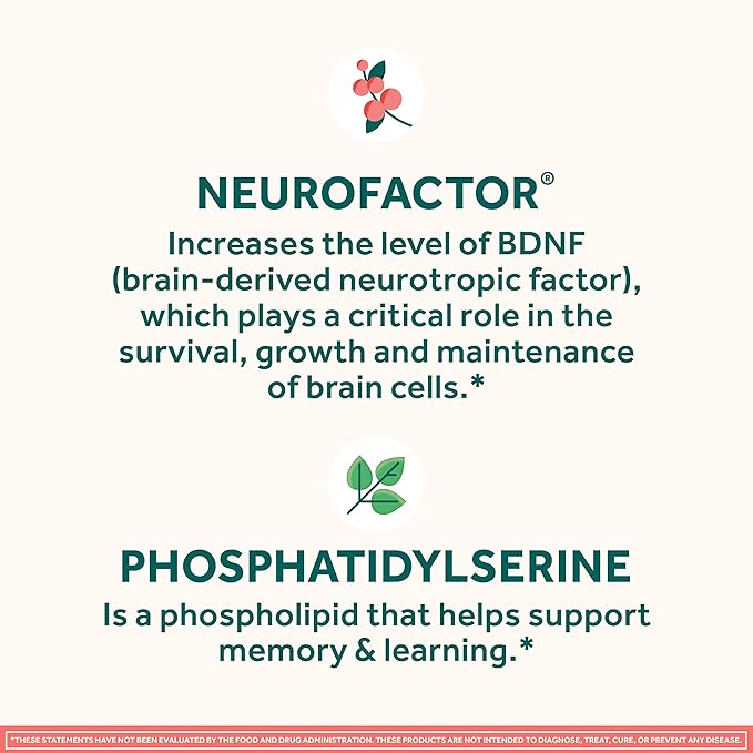 NEURIVA Original Decaffeinated Clinically Tested Nootropic Brain Supplement for Memory, Focus & Concentration, NeuroFactor & Phosphatidylserine, 28ct Capsules