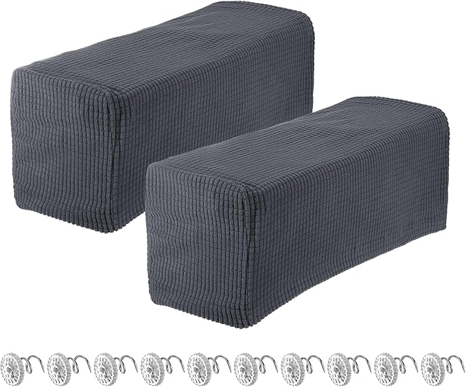 uxcell 2pcs Stretch Armrest Covers for Chairs/Sofas, Couch Arm Covers with Twist Pin, Furniture Protector Slipcovers Dark Grey