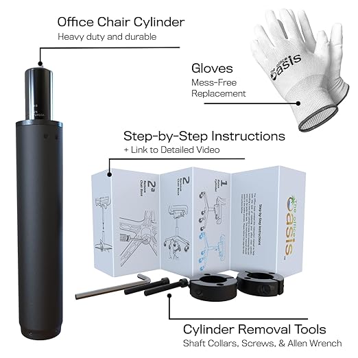 Office Chair Cylinder Replacement with Removal Tool (As Seen On PBS) - Heavy Duty Pneumatic Gas Lift Piston for Desk Chairs and Gaming Chairs - Universal Fit