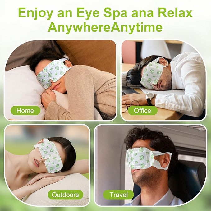 20 Packs Steam Eye Mask, Wormwood Steam Eye Masks Disposable, Self-Heating Relief Heated Eye Mask for Fatigue, Perfect for Home, Sleep, Spa & Travel