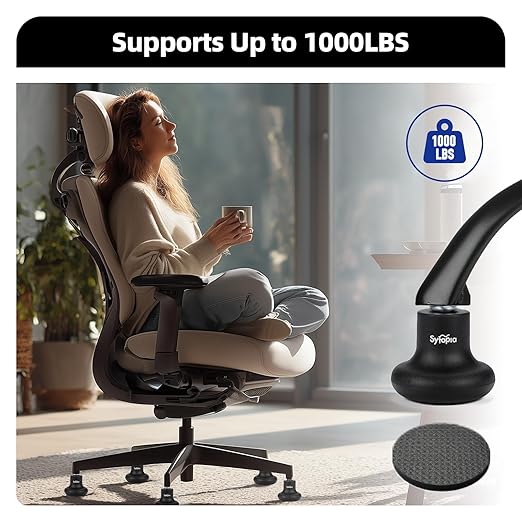 Sytopia Office Chair Bell Glides Replacement, Fixed Feet Wheel Stopper for Swivel Chairs and Stools, 7/16" x 7/8" Stem, Separate Self-Adhesive Felt Pads, Non-Slip Base, Quiet & Easy Install, 5 Pack