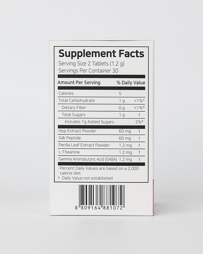 SleepRest+ Night - Adult Sleep Supplement with Hop Extract, Silk Peptide, Perilla Leaf Extract, L-Theanine & GABA - Fast-Acting, Non-Habit-Forming Formula (60 Tablets)